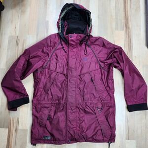 Vtg Eddie Bauer Gore-Tex Jacket‎ Waterproof Hooded Rain Coat EBTEK Maroon Mens S